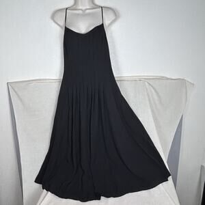 VTG Banana Republic spaghetti strap relaxed black midi dress pin tucks